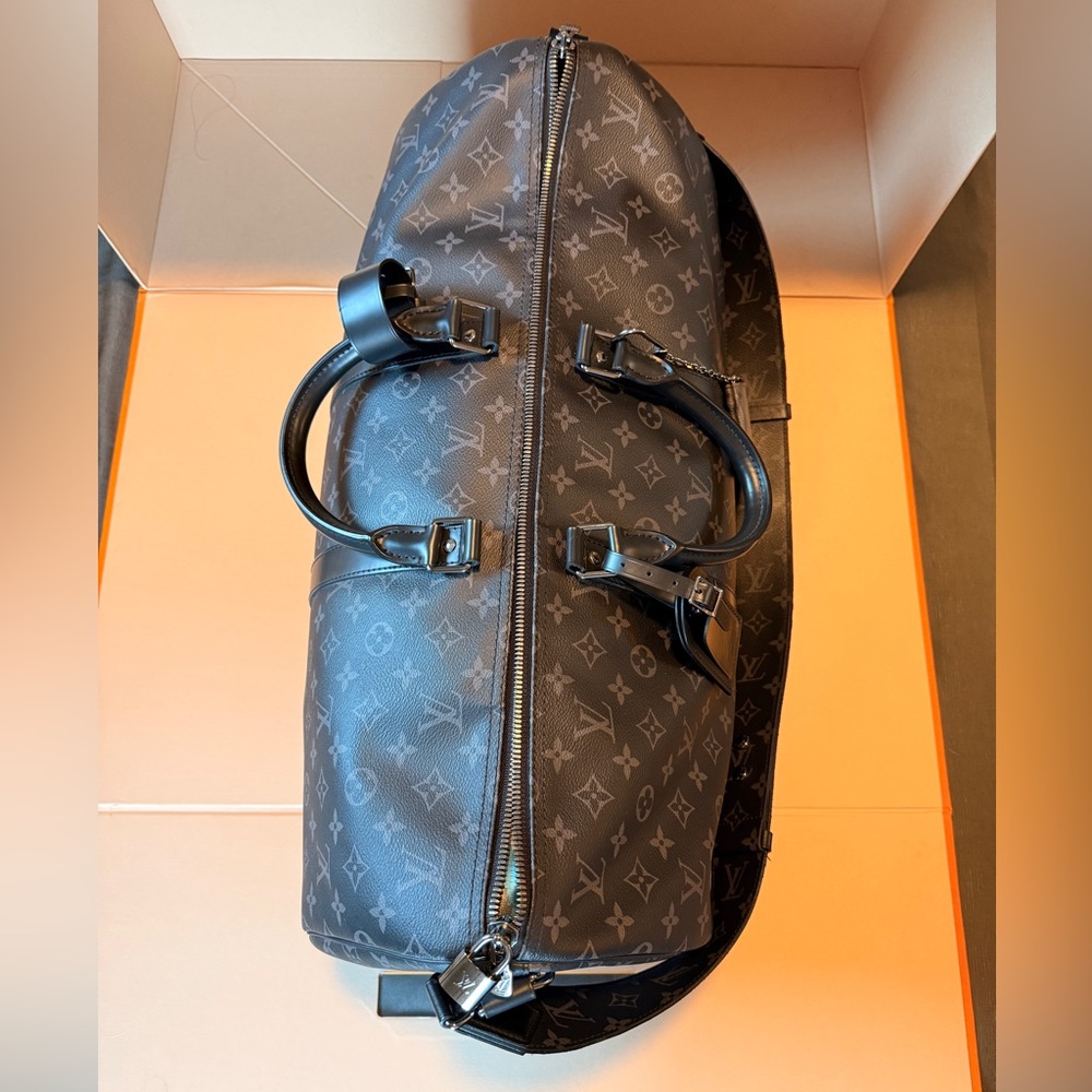 Authentic Louis Vuitton Monogram Eclipse Keepall … - image 7
